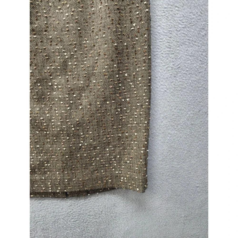 Etcetera Brown Herringbone Tweed Wool Blend Pencil Skirt Size 2 Professional